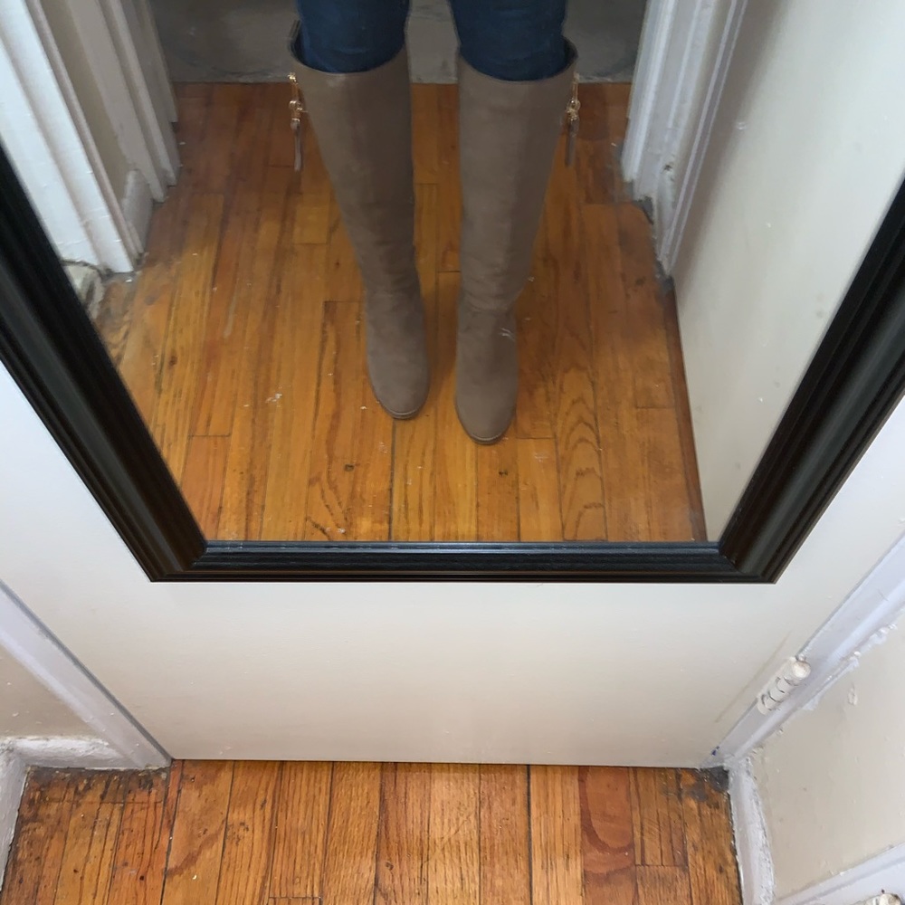 Aldo knee high boots with suede like finish.